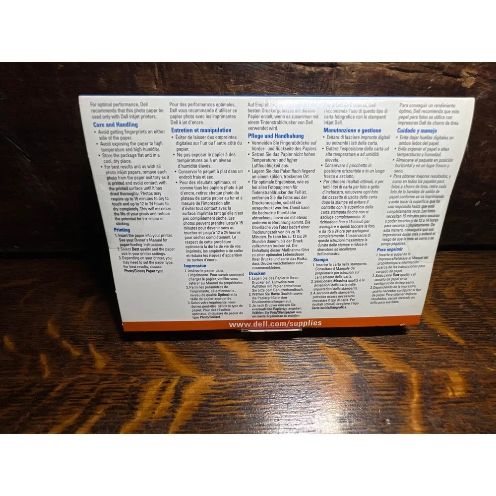 Dell Premium Photo Paper 4x6 High Gloss 100 Sheets 59lb 220g Inkjet 0N5516A00